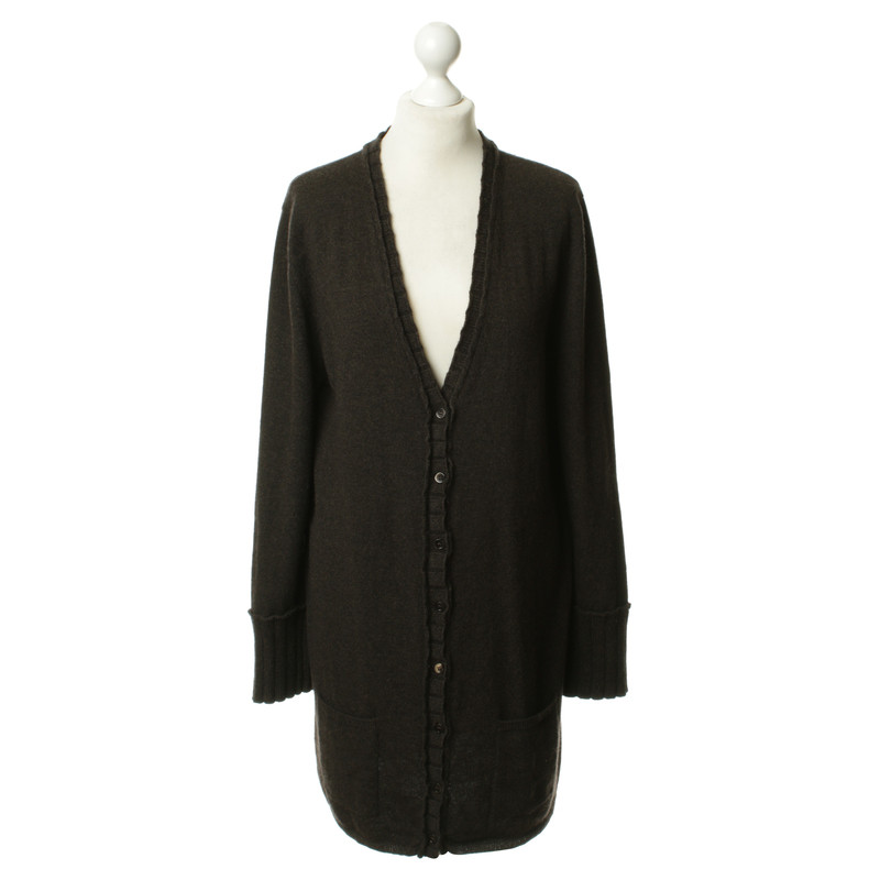 Allude Long cashmere jacket in Brown