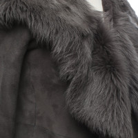 Furry Jas/Mantel Bont in Grijs
