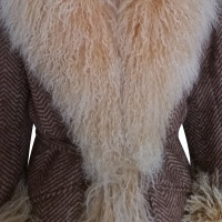 Ermanno Scervino Cappotto in lana con pelliccia del Tibet