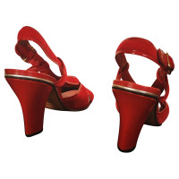Marc Jacobs Leather and velvet shoes in red