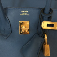 Hermès Birkin Bag 25 aus Leder in Blau