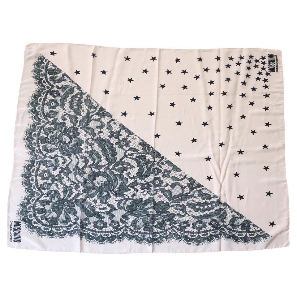 Moschino Cheap And Chic Silk scarf with lace print