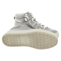 Tod's Sneaker in Pelle in Argenteo