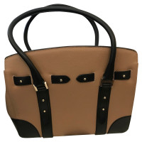 Aspinal Of London Cappuccino &amp; Black Leather Tote Bag