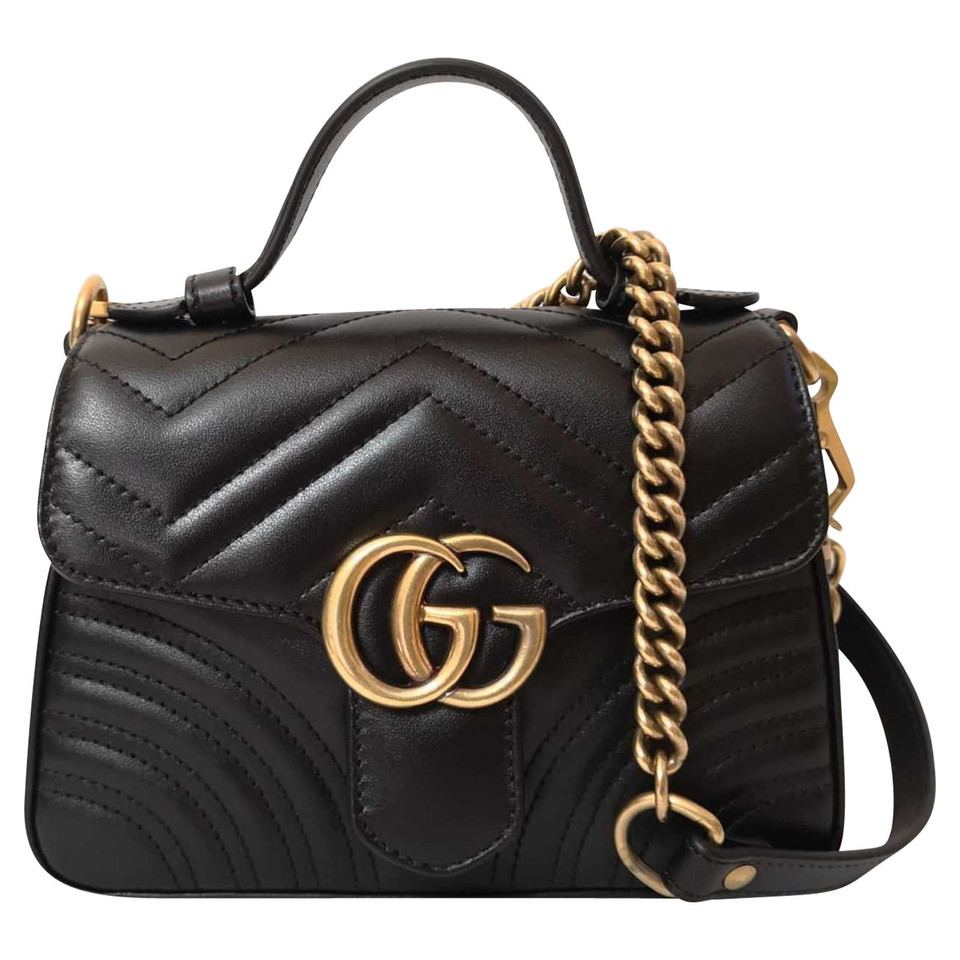 Gucci GG Marmont Top Handle Bag Leather in Black