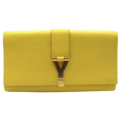 Saint Laurent Clutch Bag Leather in Yellow