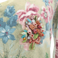 Blumarine Veste avec un motif floral en tricot de soie