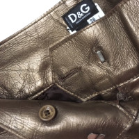 D&G D & G Dolce Gabbana pantaloni di cuoio oro