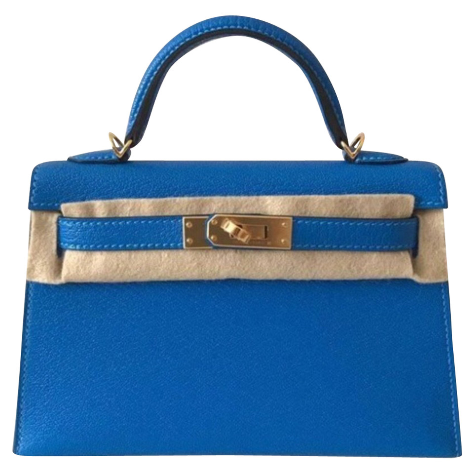 Hermès Kelly Bag 20 aus Leder in Blau