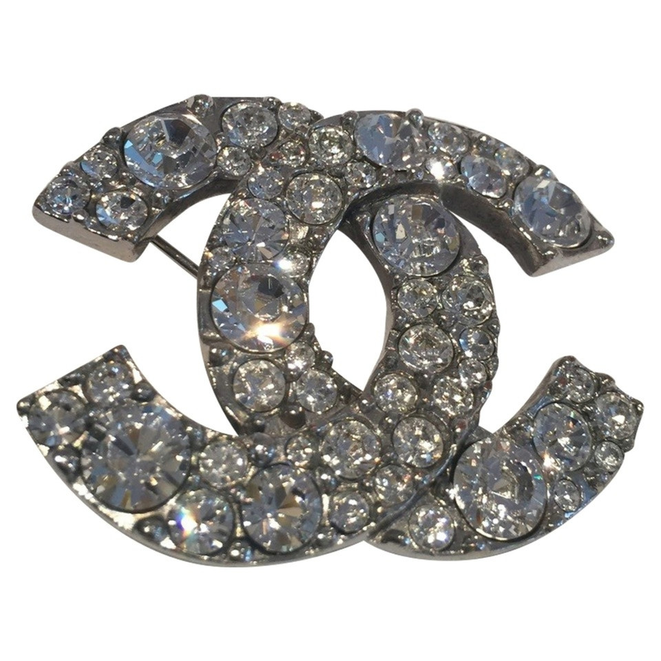 Chanel Logo di spilla CC con strass XL