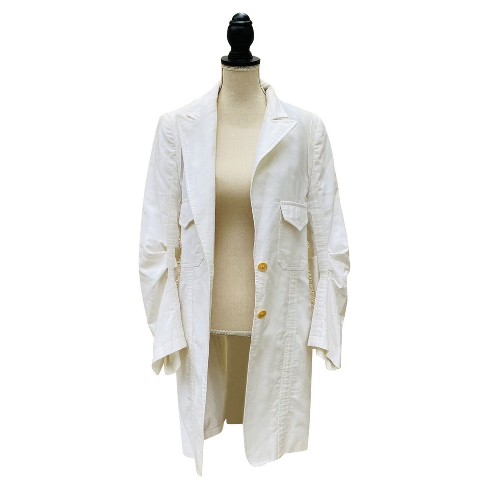 Ann Demeulemeester Jacke/Mantel aus Baumwolle in Weiß