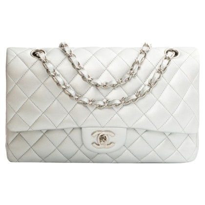 Chanel Classic Flap Bag Leer in Zilverachtig