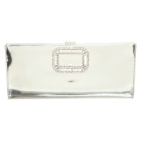 Roger Vivier Pochette in Pelle verniciata in Argenteo