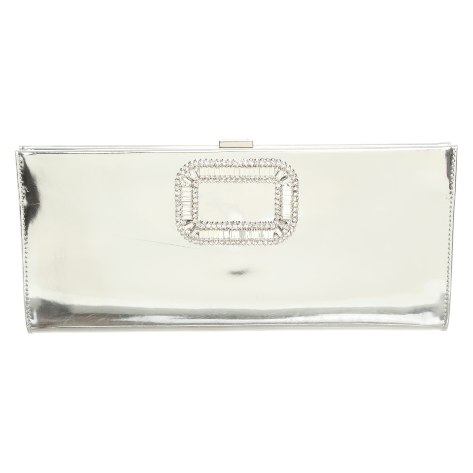 Roger Vivier Clutch Bag Patent leather in Silvery