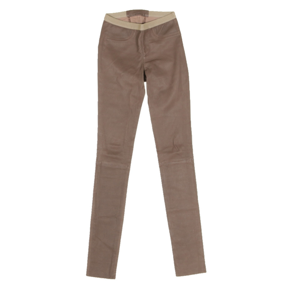 Lapis Hose aus Leder in Taupe