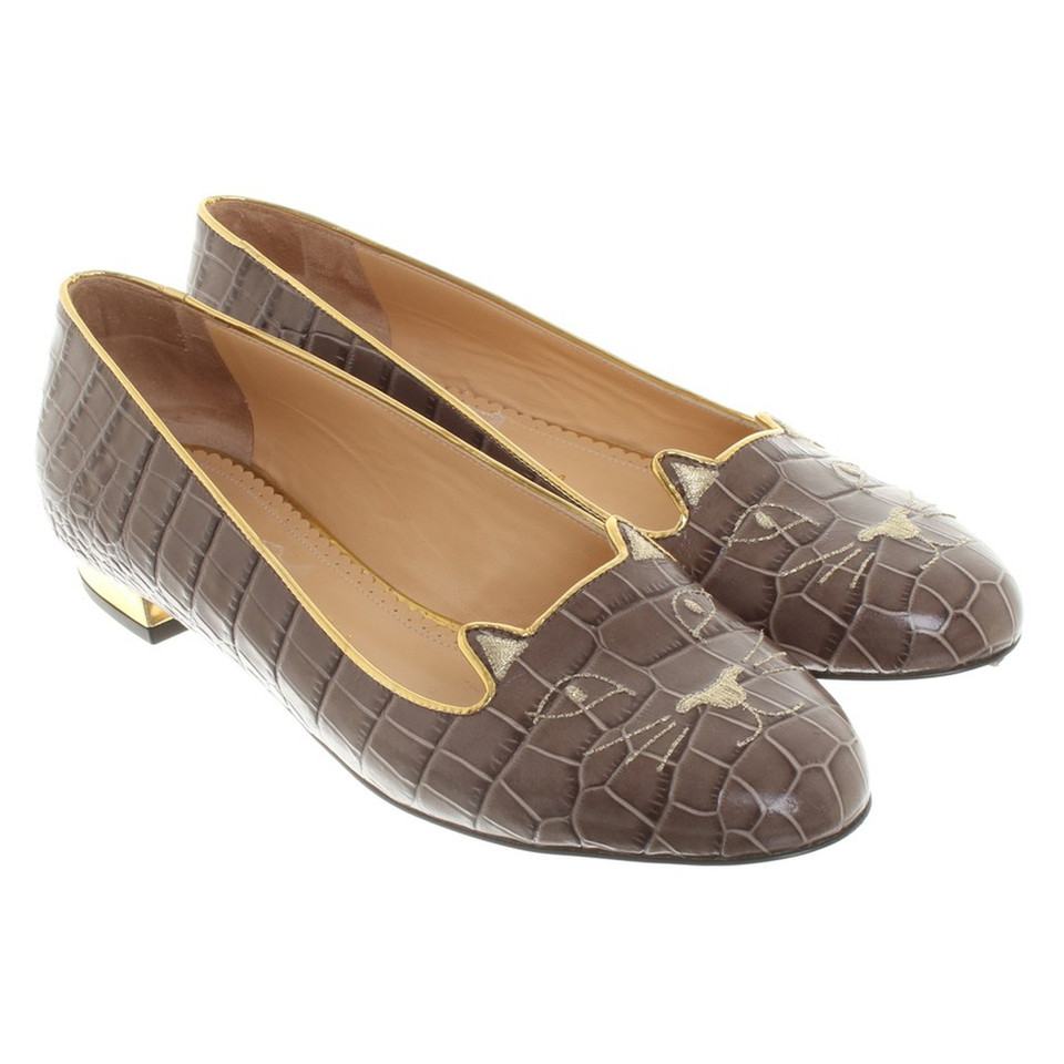 Charlotte Olympia Ballerinas in Taupe