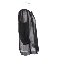 Dkny Transparent silk top in black