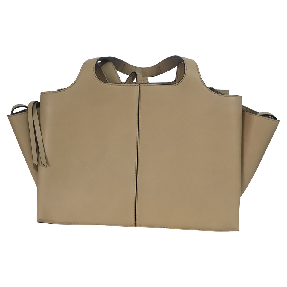 Céline Tri Fold Shoulder Bag Leather in Beige