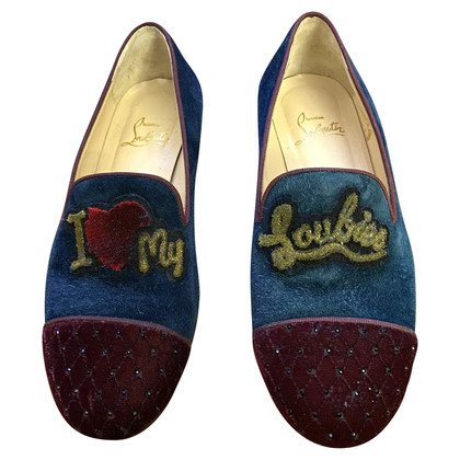 Christian Louboutin Slippers/Ballerinas Suede in Blue