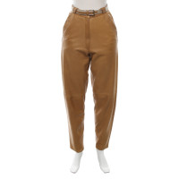 Versace Paire de Pantalon en Cuir en Ocre