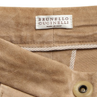 Brunello Cucinelli Leather pants in beige