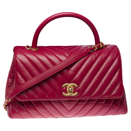 Chanel Coco Handle Bag aus Leder in Rot