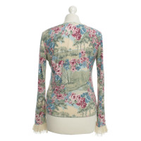 Blumarine Silk knit jacket with a floral pattern