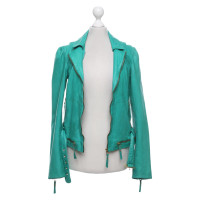 Pinko Jacket/Coat Leather in Turquoise