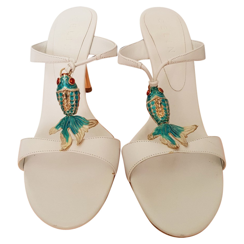 Céline Sandals Leather in White