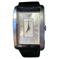 Armani Armbanduhr aus Leder in Schwarz