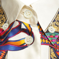 Hermès camicetta di seta con disegni colorati