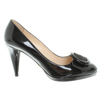 Prada Lakleder-pumps met metaaleffect