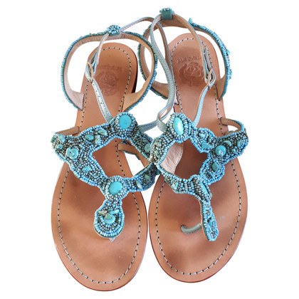 Maliparmi Sandals Leather in Turquoise