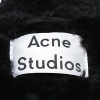 Acne Giacca/Cappotto in Pelle scamosciata in Nero