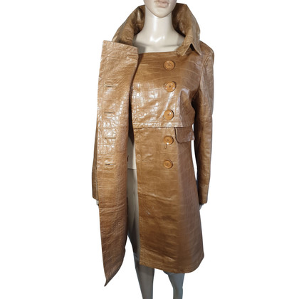 Christian Dior Jacke/Mantel aus Leder in Beige