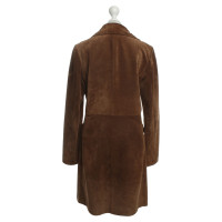 Prada Suede leather coat in dark brown