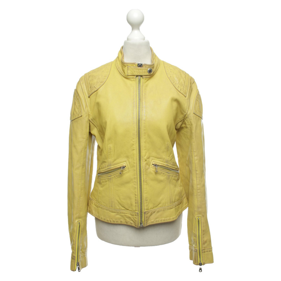 Dolce & Gabbana Jacket/Coat Leather in Yellow
