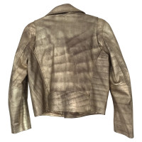 Ganni Jacke/Mantel aus Leder in Gold