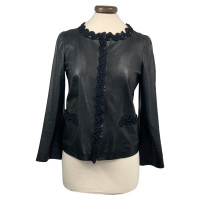 Chanel Jacket/Coat Leather in Black