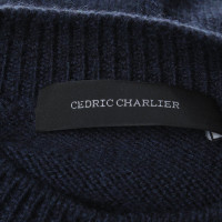 Cédric Charlier Robe en tricot en bleu foncé
