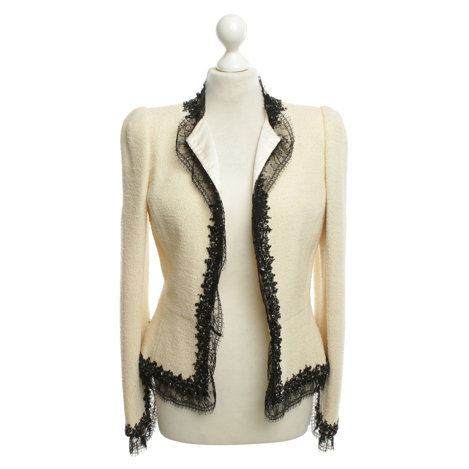 Oscar De La Renta Bouclé blazer in crème wit