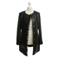 Twin Set Simona Barbieri Black coat in leather look