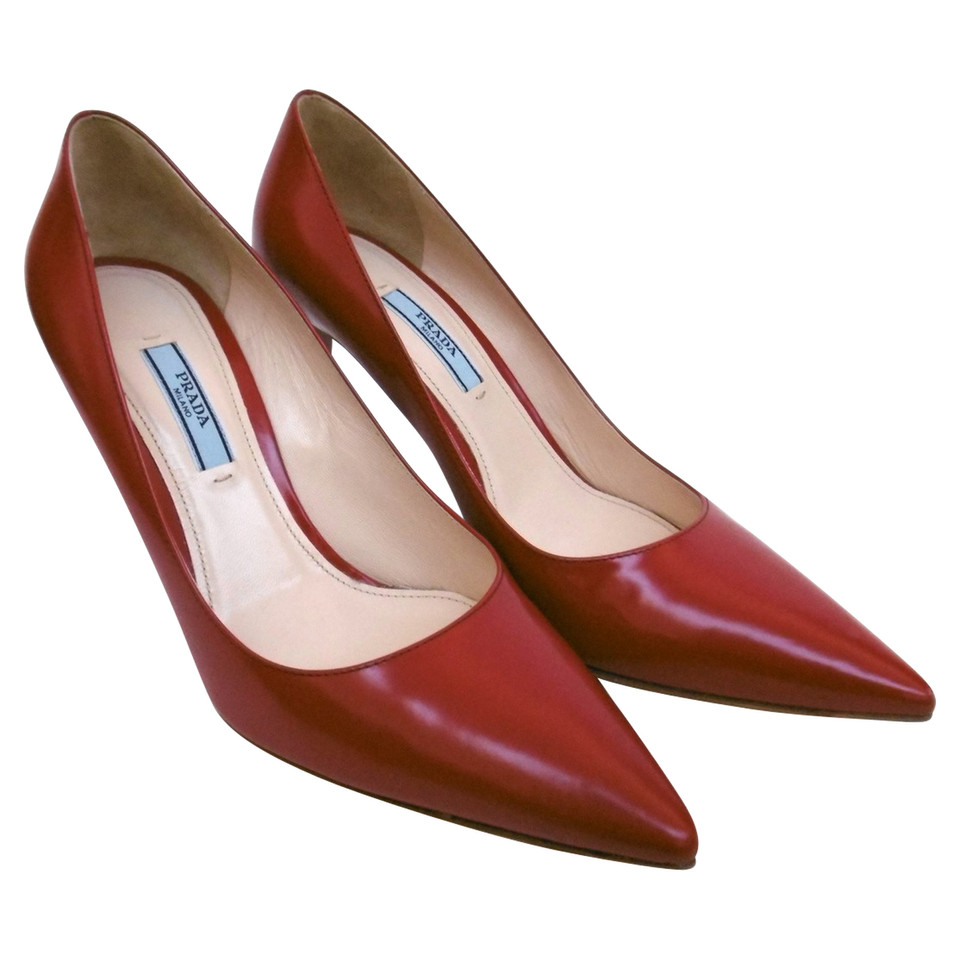 Prada Pumps/Peeptoes Leer in Rood