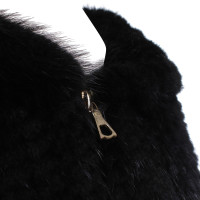 Yves Salomon Echt bont jas in zwart
