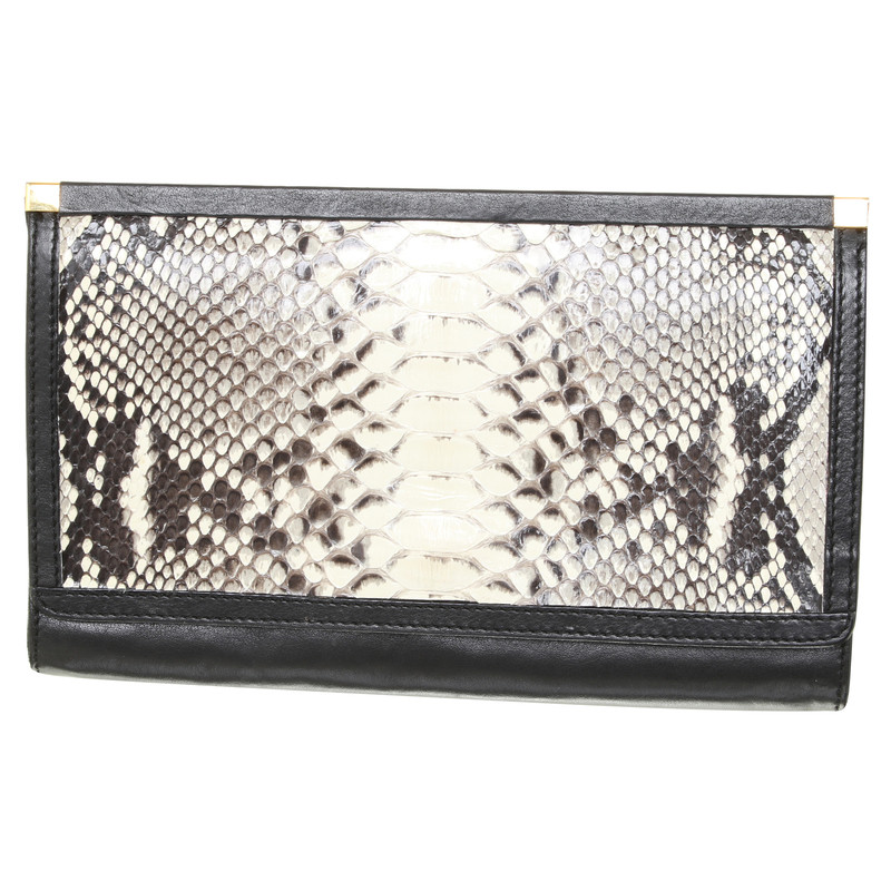 Kaviar Gauche clutch in black with Python leather details