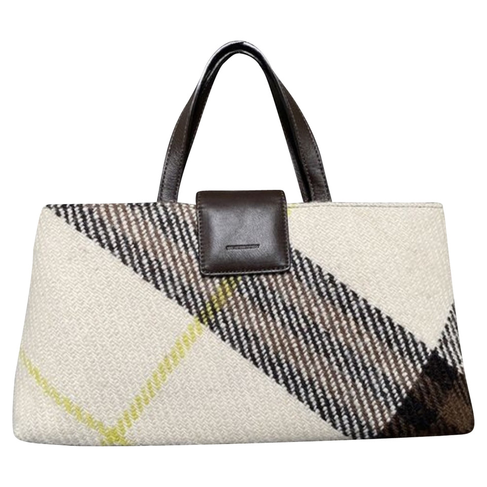 Burberry Shopper aus Wolle in Creme