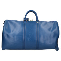 Louis Vuitton Keepall 55 Leer in Blauw