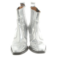 Ganni Ankle boots Leather in Silvery