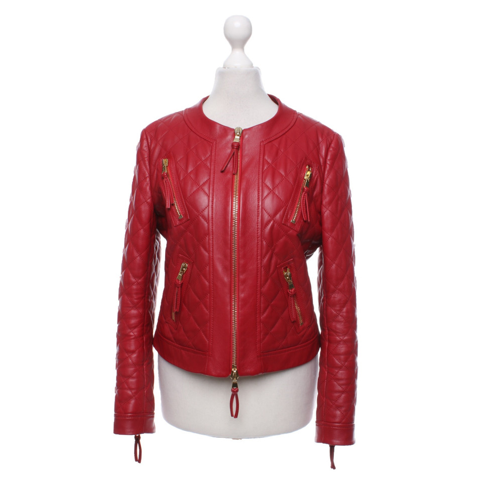 Moschino Jas/Mantel Leer in Rood