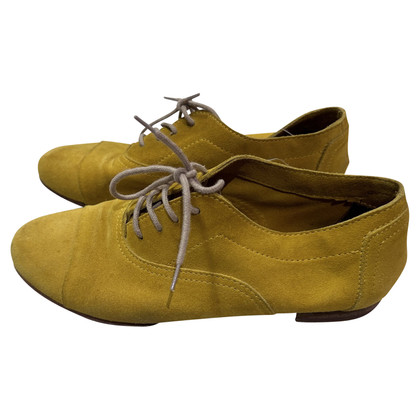 Pollini Lace-up shoes Suede in Yellow